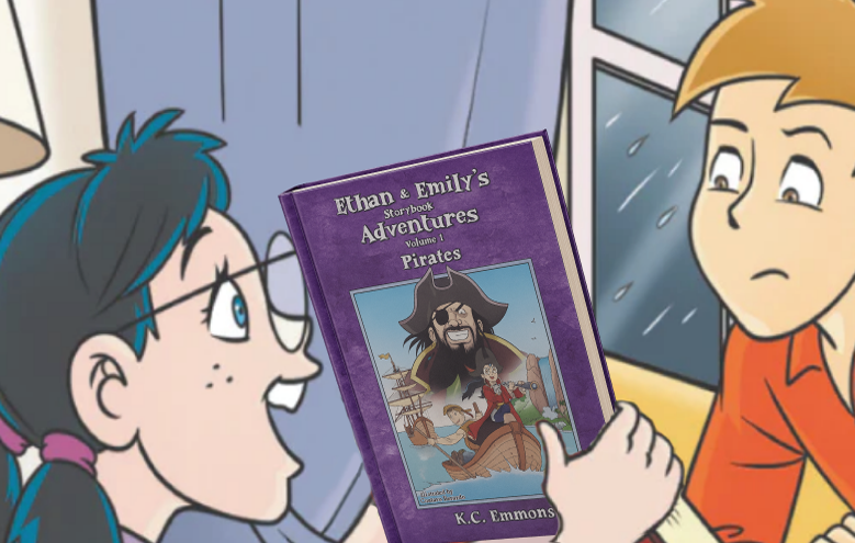 Ethan and Emily Looking at Free Book